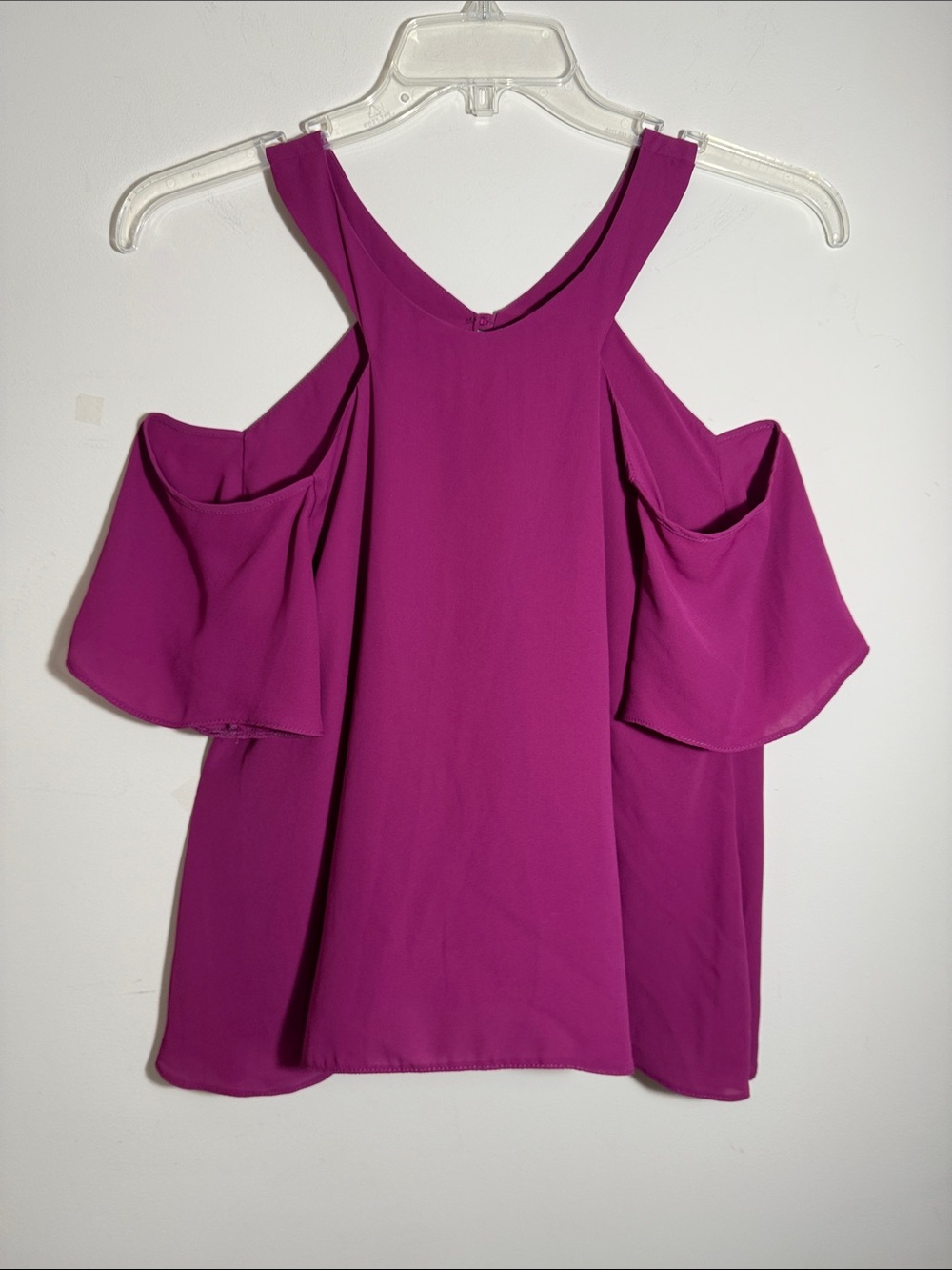 ASOS Cold Shoulder Magenta Sz 6 Ruffle Sleeve Blouse Oversized Top Polyester
